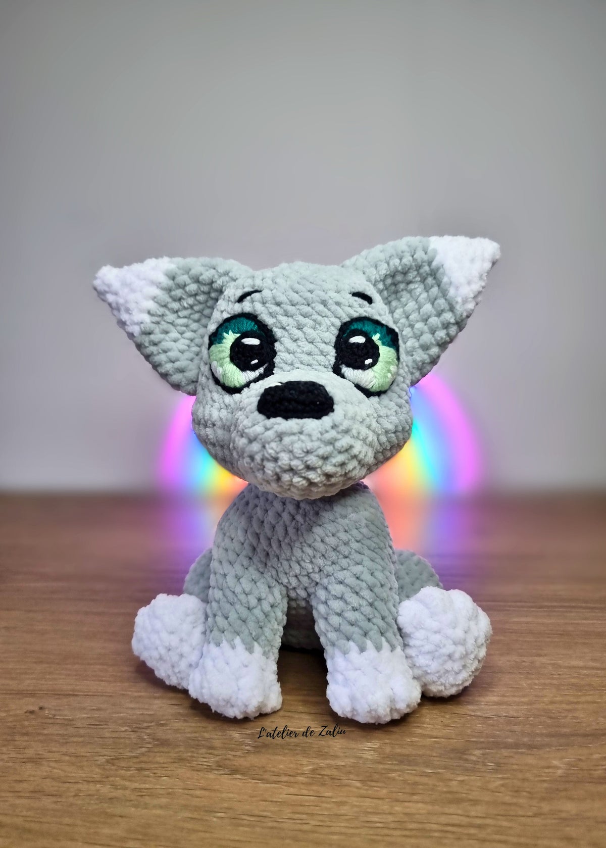 Loup wolf crochet ooak piece unique amigurumi l'atelier de zaliu normandie