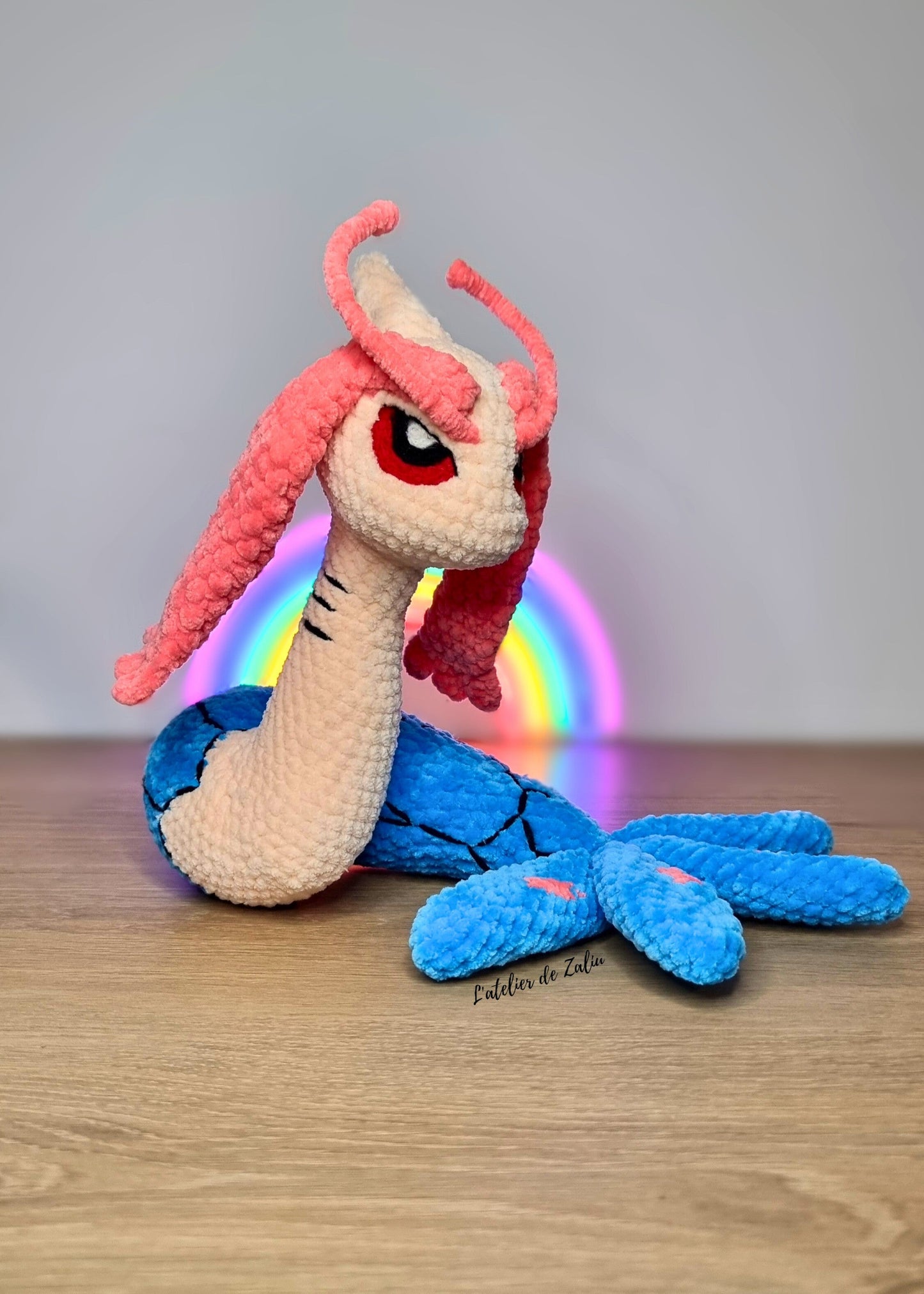 pokemon crochet milotic milobellus handmade peluche crochet normandie pont-audemer zaliu piece unique travail soigné