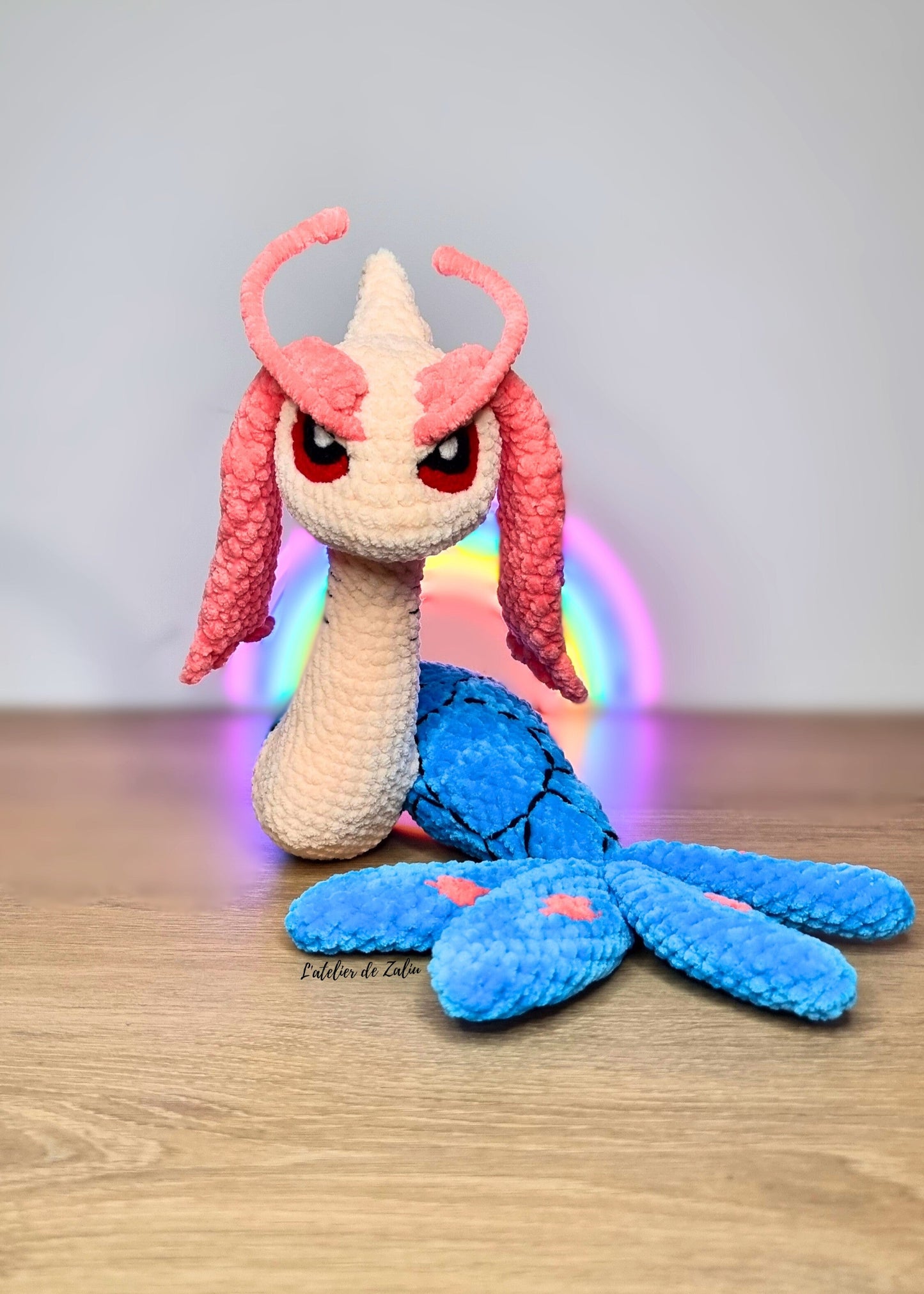 pokemon crochet milotic milobellus handmade peluche crochet normandie pont-audemer zaliu piece unique travail soigné