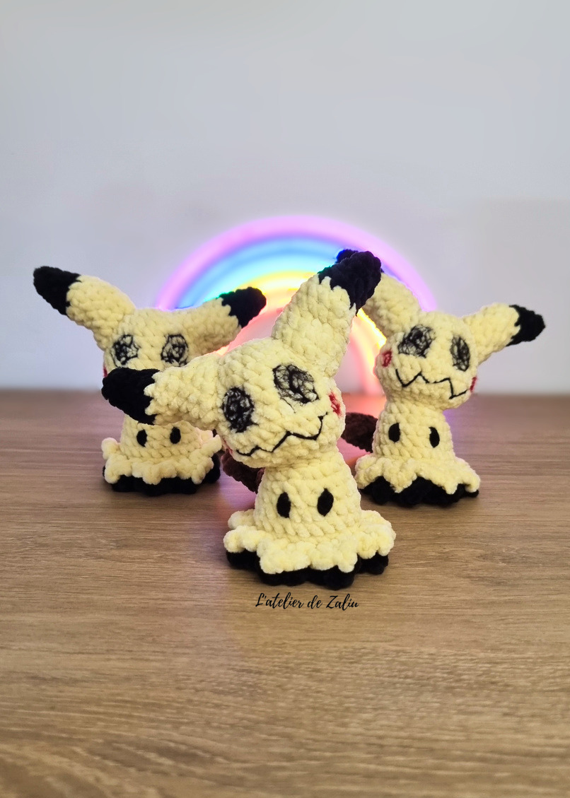 Mimiqui mimikyu pokemon de poche crochet needle felting piquage a l'aiguille fait main normandie pont audemer le havre atelier de zaliu halloween chiffon mignon artisanat