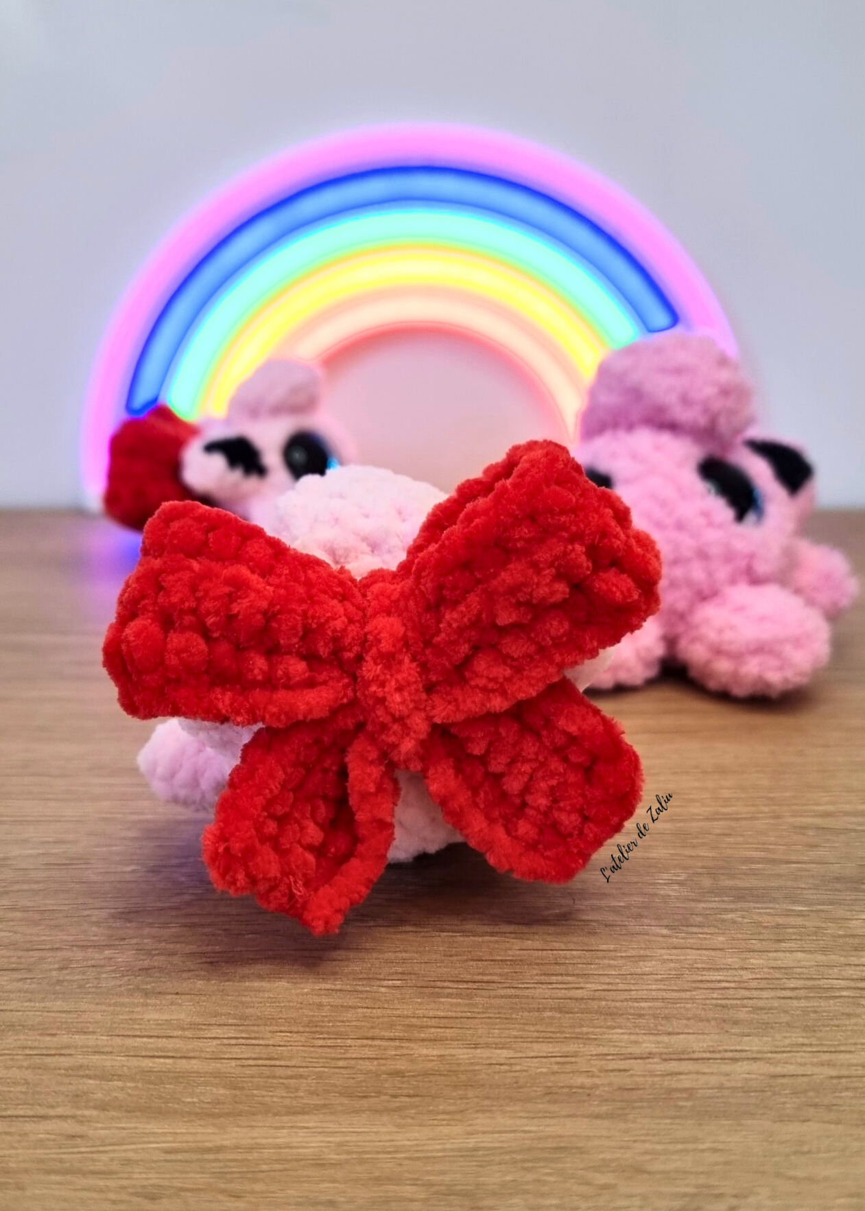 Rondoudou pokemon adorable petit format bouboule crochet peluche fait main normandie ruban rouge