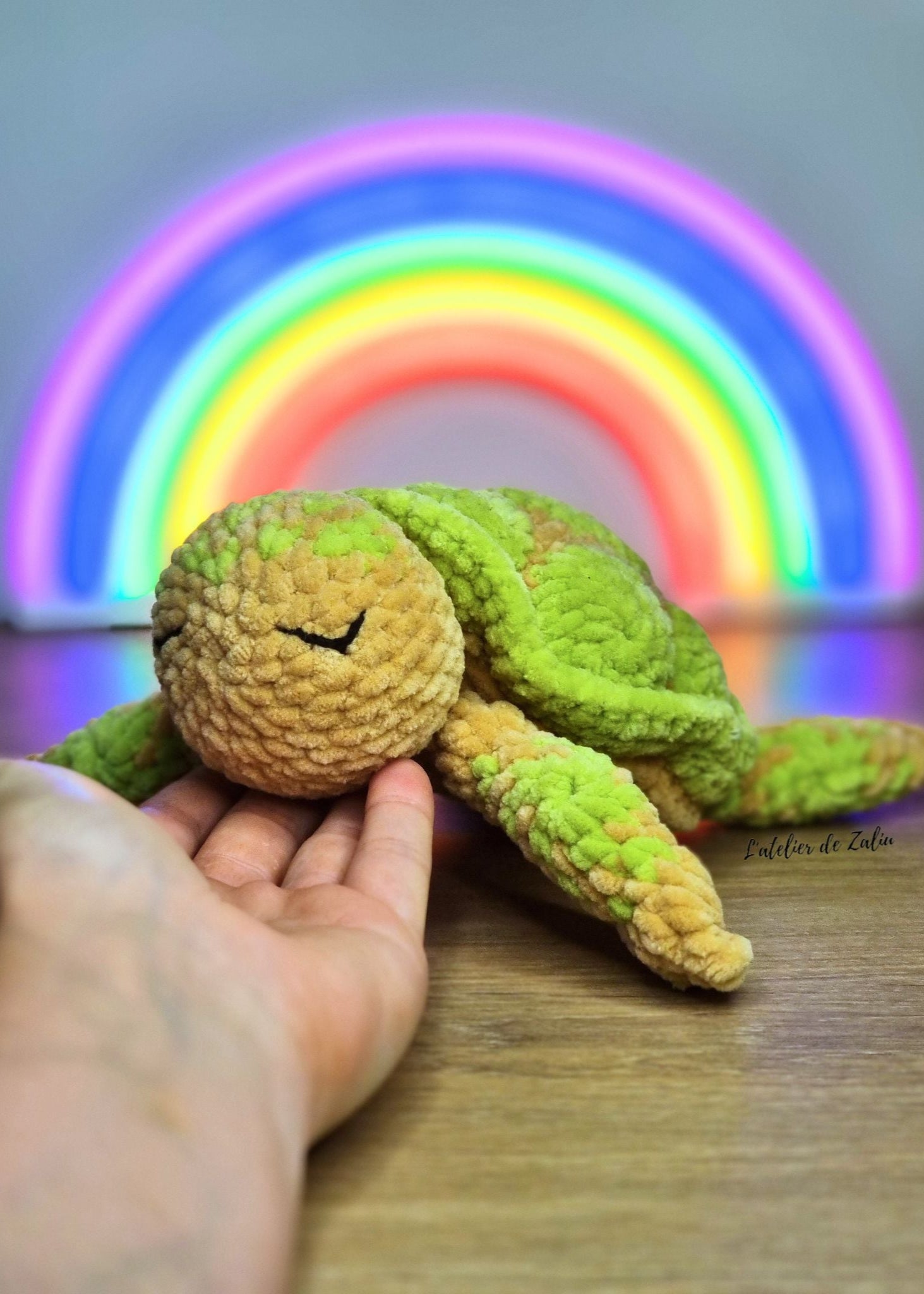 tortue turtle sweet doux crochet fait main coloré normandie amigurumi pont audemer le havre l'atelier de zaliu pièce unique