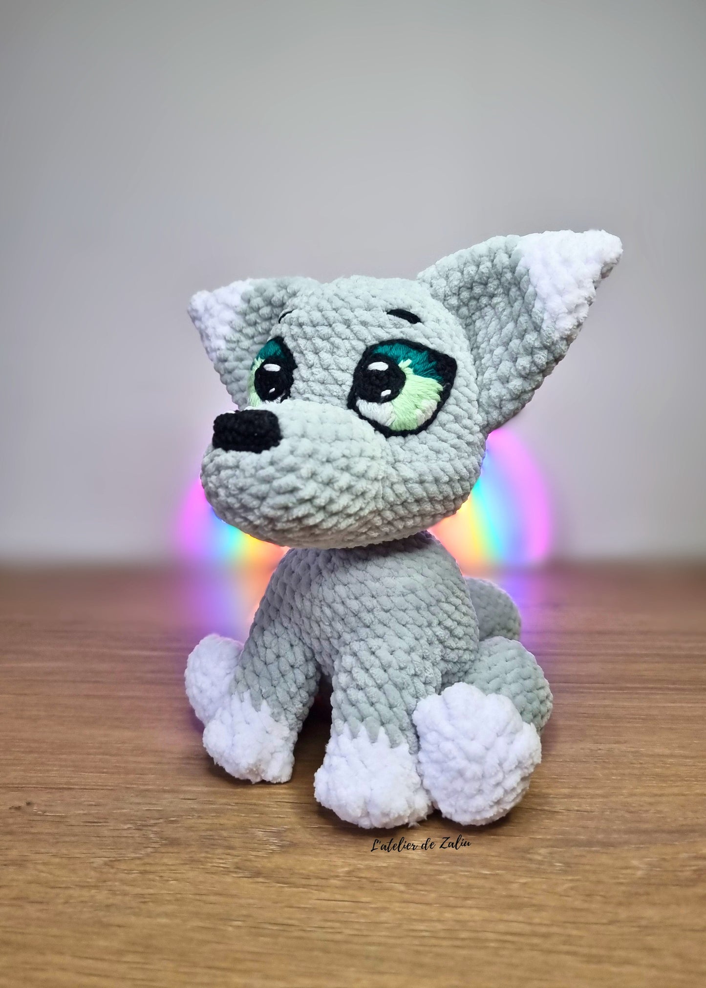 Loup wolf crochet ooak piece unique amigurumi l'atelier de zaliu normandie
