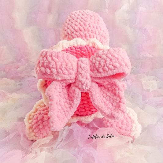 amigurumi crochet tortue rose saint valentin valentines day valentine's day peluche plushie plushies peluches doux sweet l'atelier de zaliu bow tie bow nœud noeud rose mignon doux