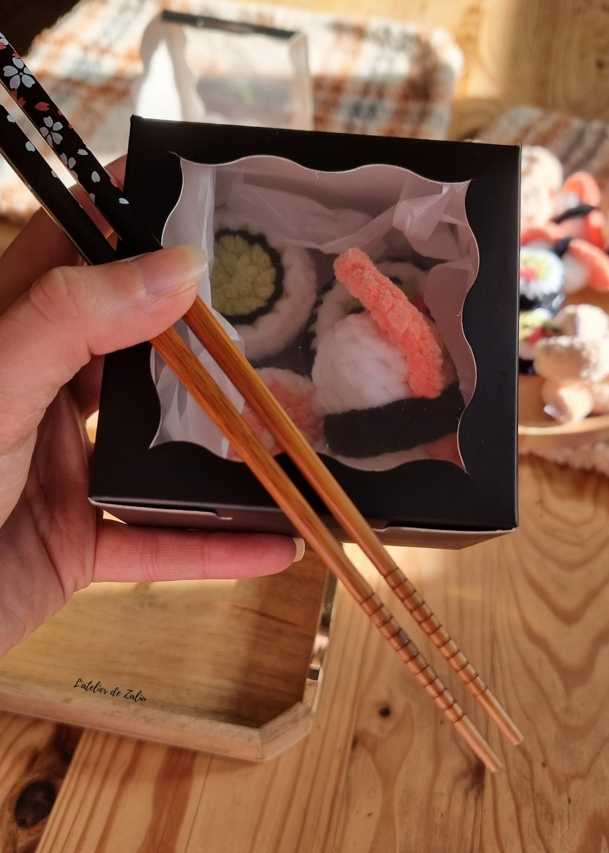 Sushi plateau repas sur mesure personnalisé crochet fait main normandie 