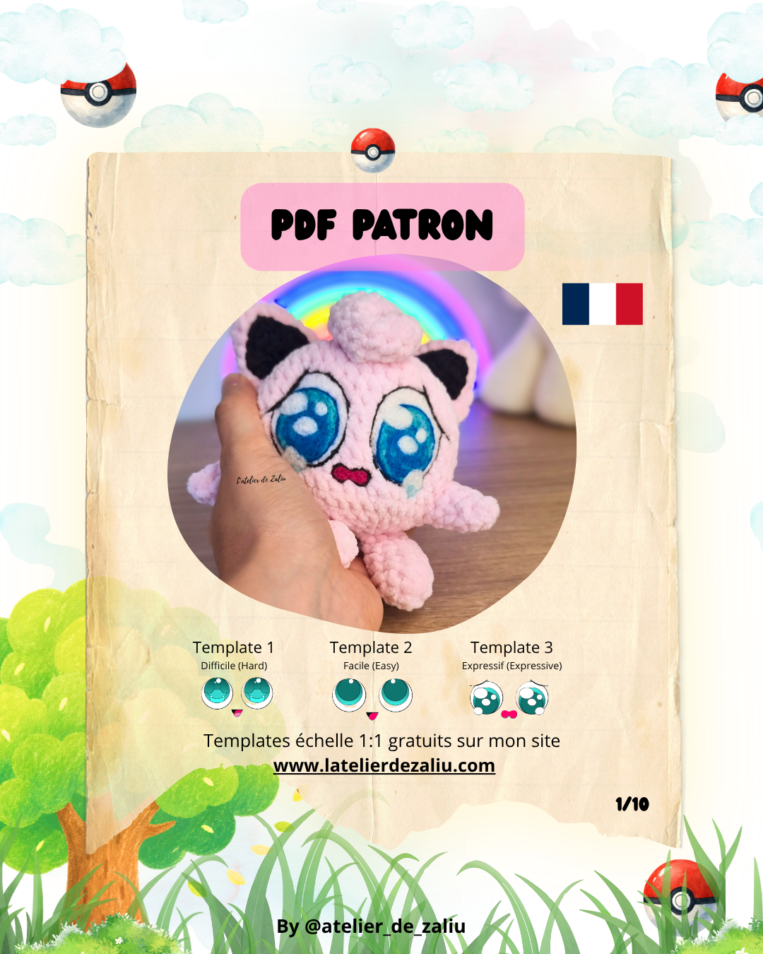 PDF Patron Jigglypuff/Rondoudou US & FR