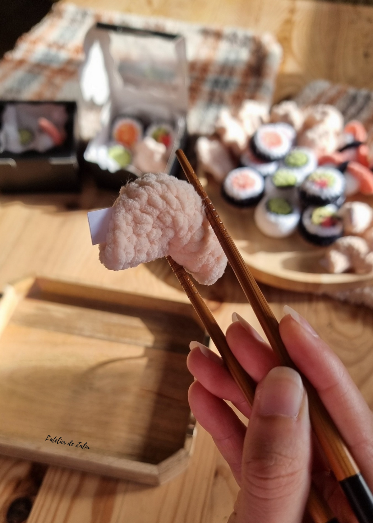 Sushi plateau repas sur mesure personnalisé crochet fait main normandie 