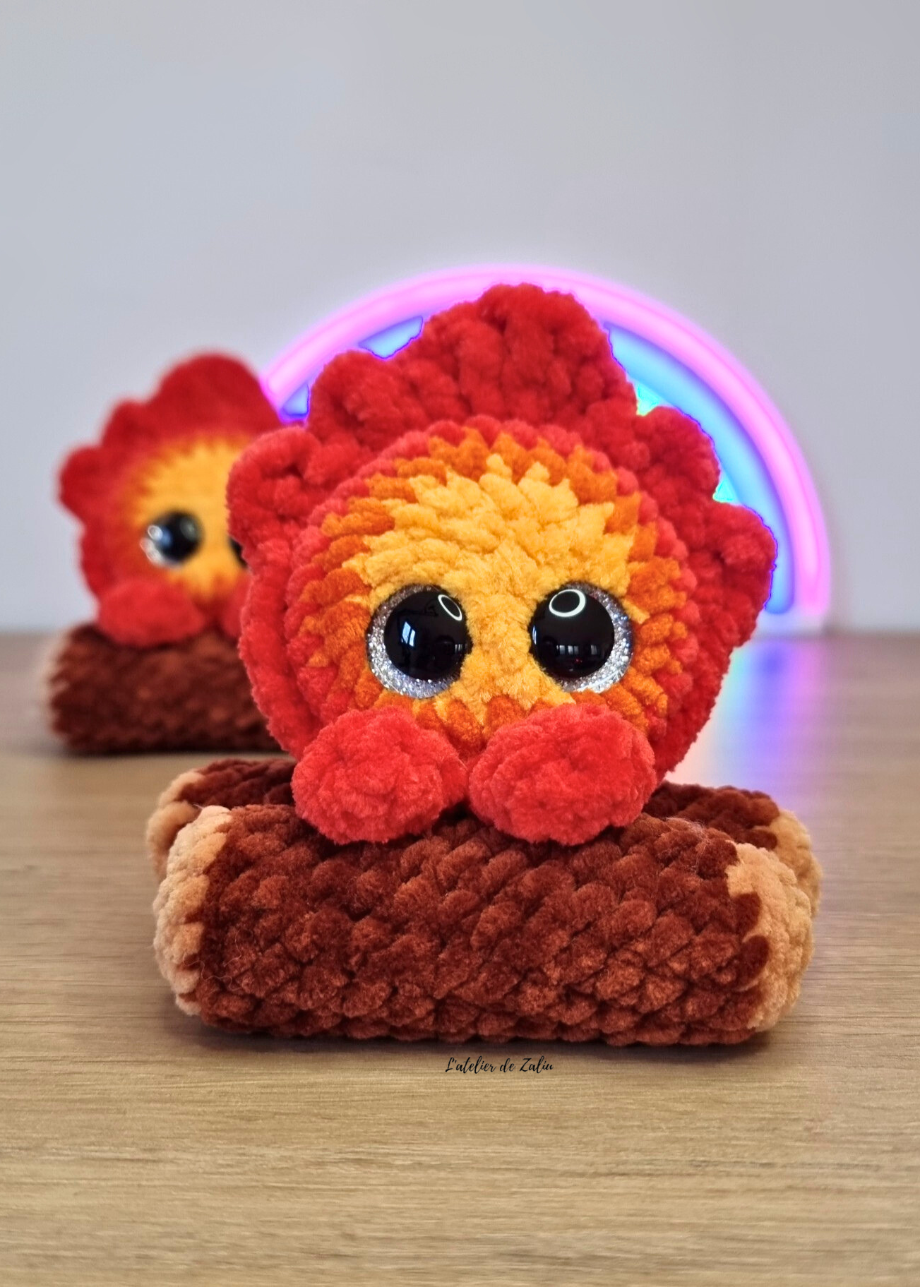 Calcifer chateau ambulant ghibli studio peluche faite main Normandie 