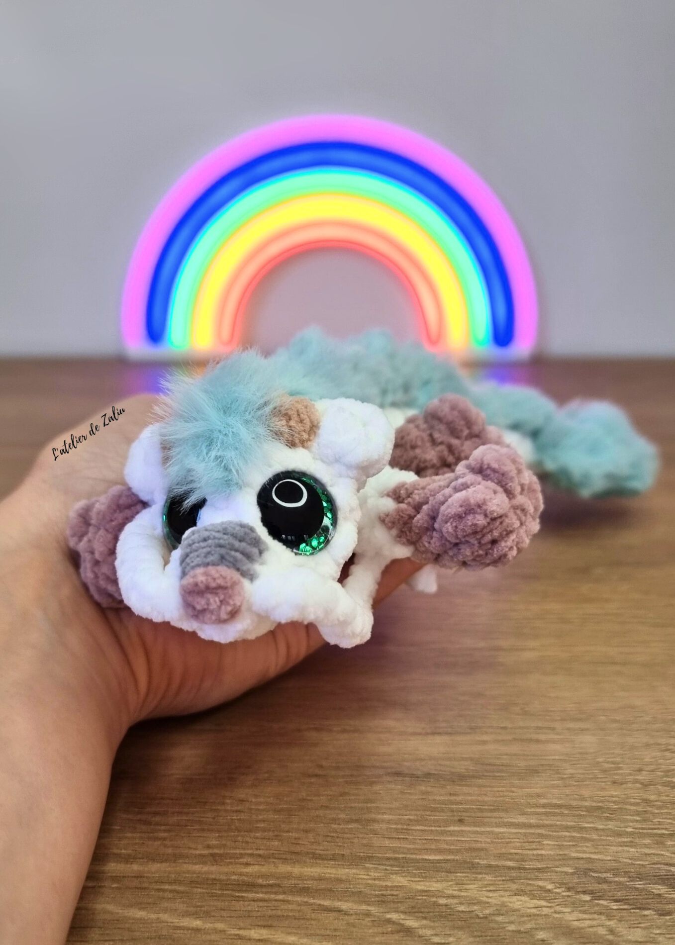 Haku dieu de la rivière voyage de chihiro dragon blanc vert peluche main crochet normandie ghibli studio