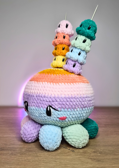 Maman poulpe et ses bébés peluches faites mains interactives Normandie L'atelier de Zaliu modèle unique grand format amigurumi crochet 