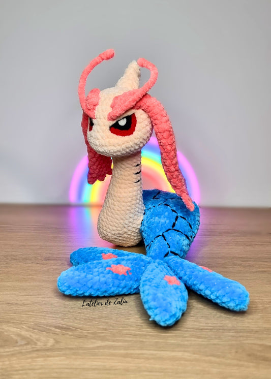 pokemon crochet milotic milobellus handmade peluche crochet normandie pont-audemer zaliu piece unique travail soigné