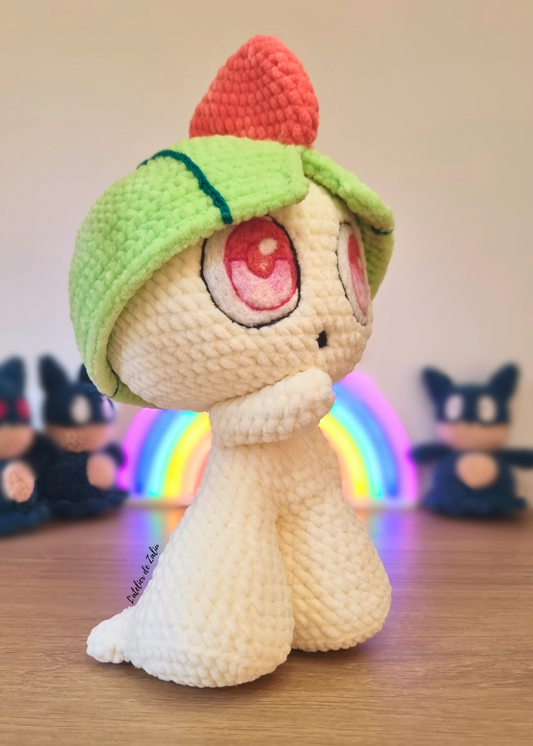 Ralts Tarsal crochet needle felting pièce unique peluche décoration normandie l'atelier de zaliu fait main adorable mignon pokemon