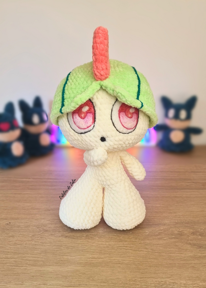 Ralts Tarsal crochet needle felting pièce unique peluche décoration normandie l'atelier de zaliu fait main adorable mignon pokemon