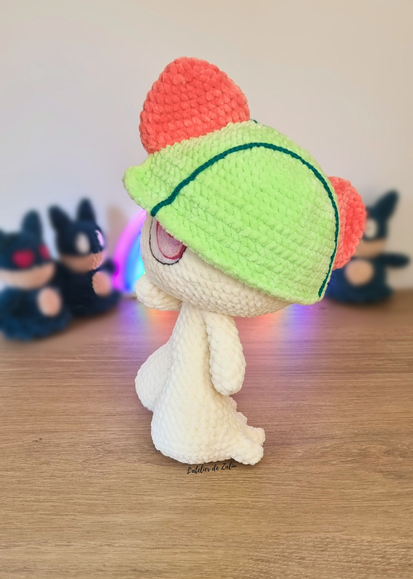 Ralts Tarsal crochet needle felting pièce unique peluche décoration normandie l'atelier de zaliu fait main adorable mignon pokemon