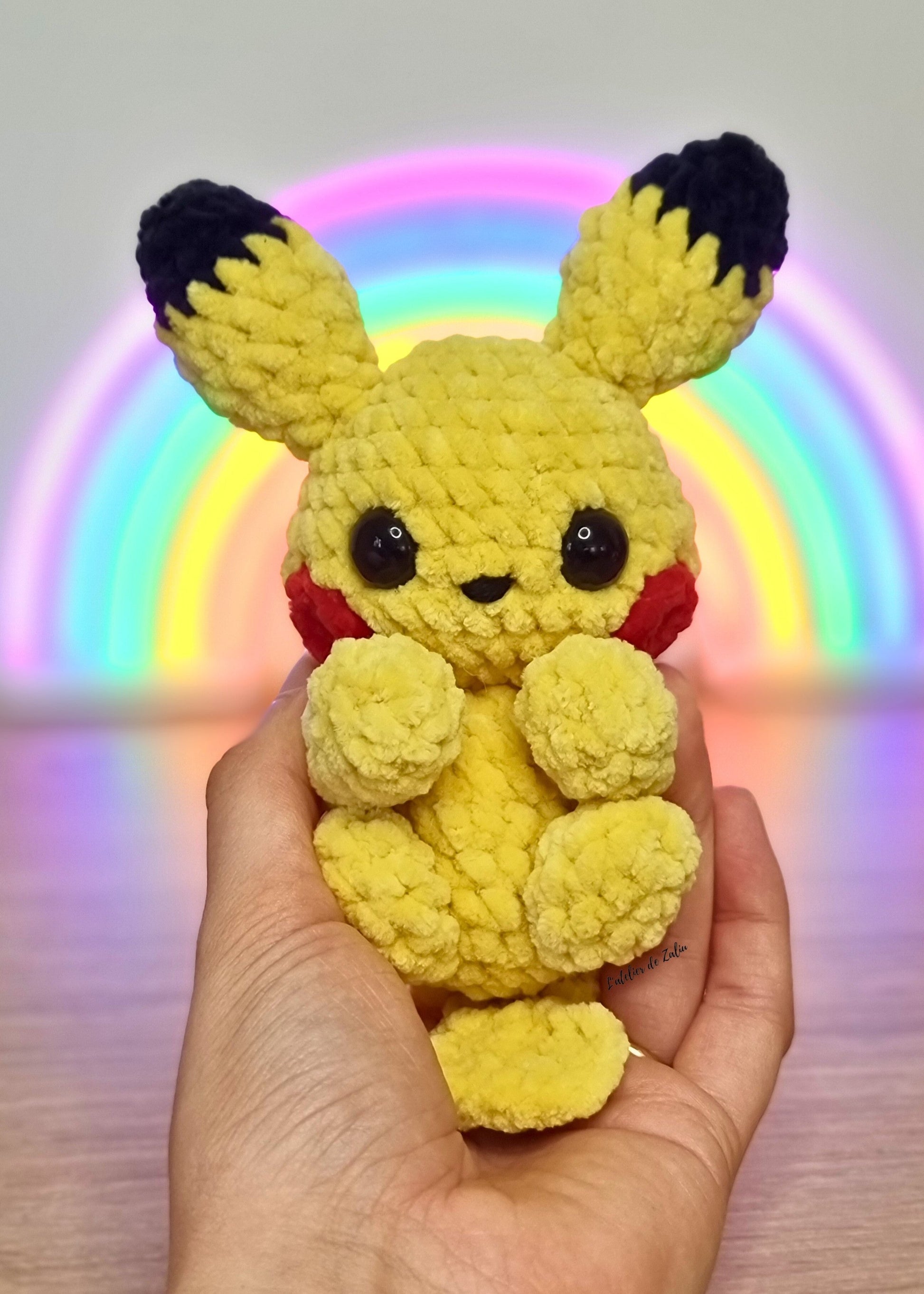 pikachu crochet amigurumi small kawaii pokemon handmade peluche plushie plushies sweet electric mouse l'atelier de zaliu